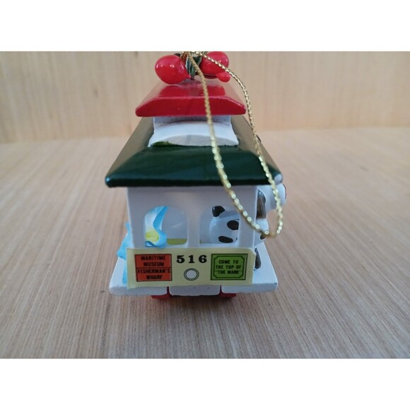 Dog on Choo Choo Train Christmas Ornament Wooden Holiday Tree Decoration - Picture 8 of 10